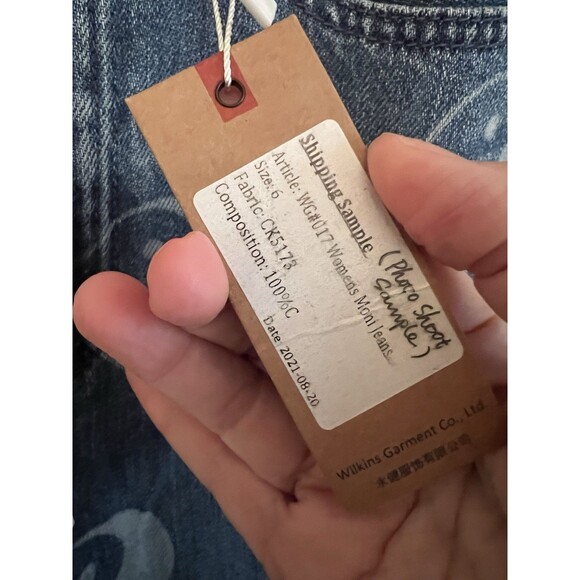 Ghanda Jeans Size 6 Ying Yang Beach Stamp Blue Wide Leg - Picture 10 of 16